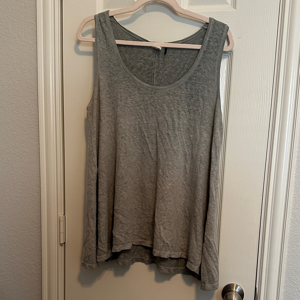Anthropologie Heather Sage Cotton/Linen Blend Tank Top